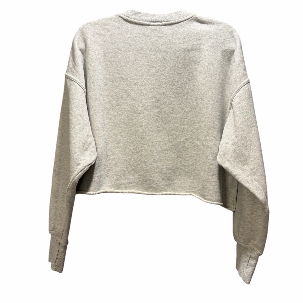 Aerie Sunday Soft Women's Gray Cropped Crewneck Raw Hem Sweatshirt. NWT. Size M. - Picture 3 of 5